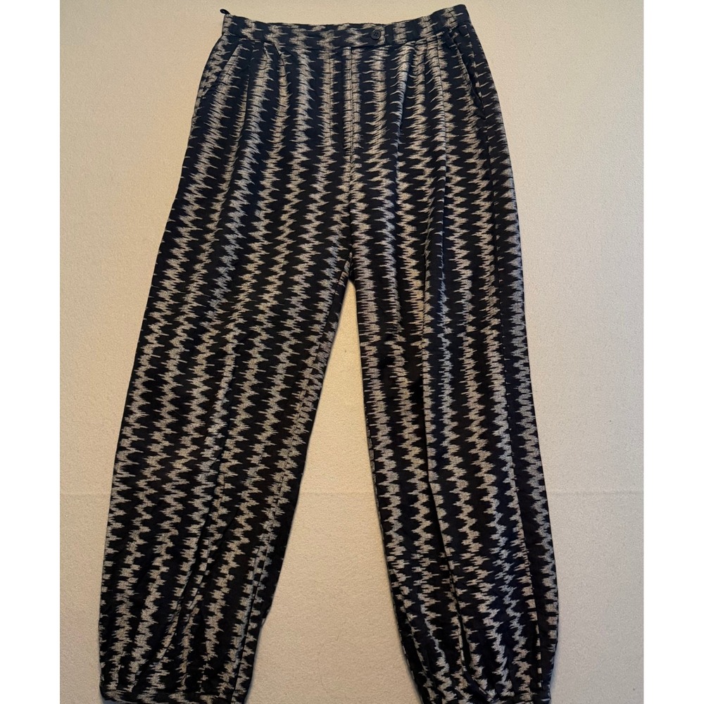 Gudrun Sjoden Ikat Zigzag Tapered Balloon Pants Black Cream Women Size S
